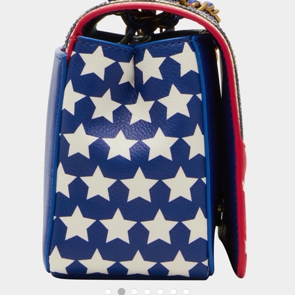 BETSY JOHNSON Freedom Crossbody Rhinestone Patriotic Red White Blue Bag USA FLAG - Picture 9 of 13